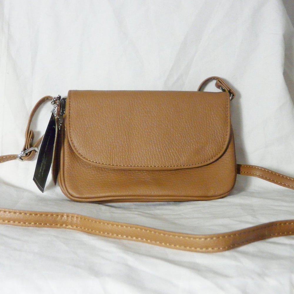 Roma Small Brown Leather Messenger Handbag New